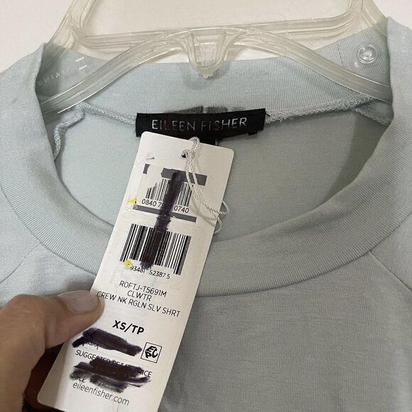 NWT Eileen Fisher Light Blue long sleeve crew neck shirt size XS - Picture 2 of 6